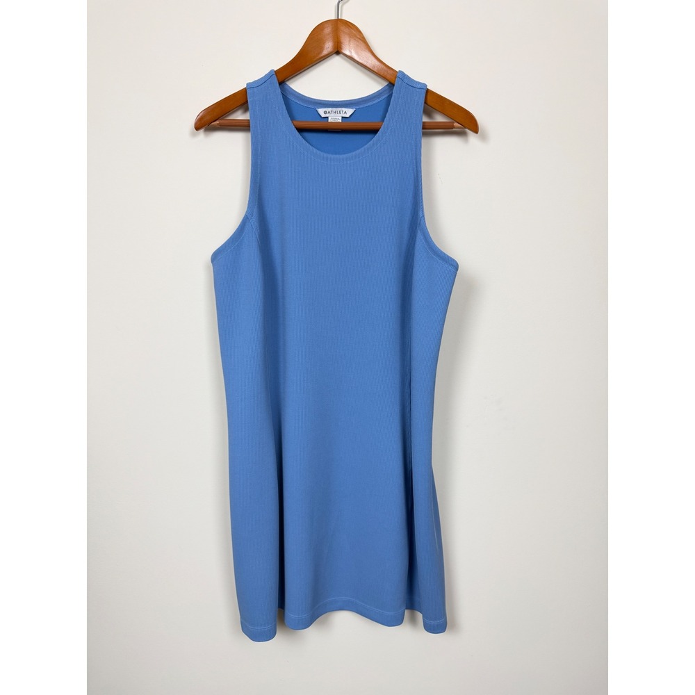 Athleta Seasoft‎ Rib Mini Tank Dress Women XL Blue Sleeveless Travel Casual